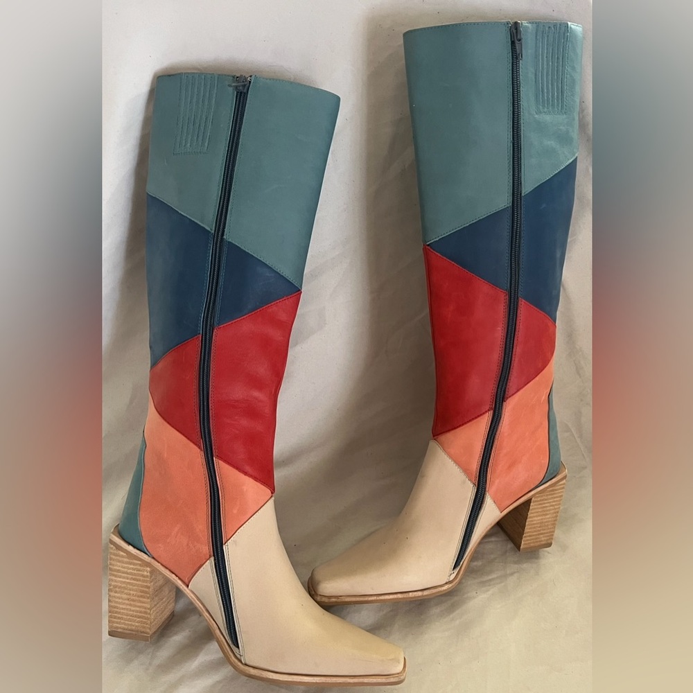 Jeffrey. Campbell RARE PATCHWORK CALIMITY KNEE HIGH HEEL BOOTS 8 HOT! - Picture 4 of 14